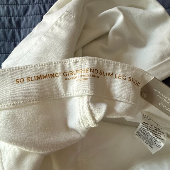 NWT Chico's White Denim So Slimming Girlfriend Slim Leg Shorts | Size 8 - Picture 8 of 8